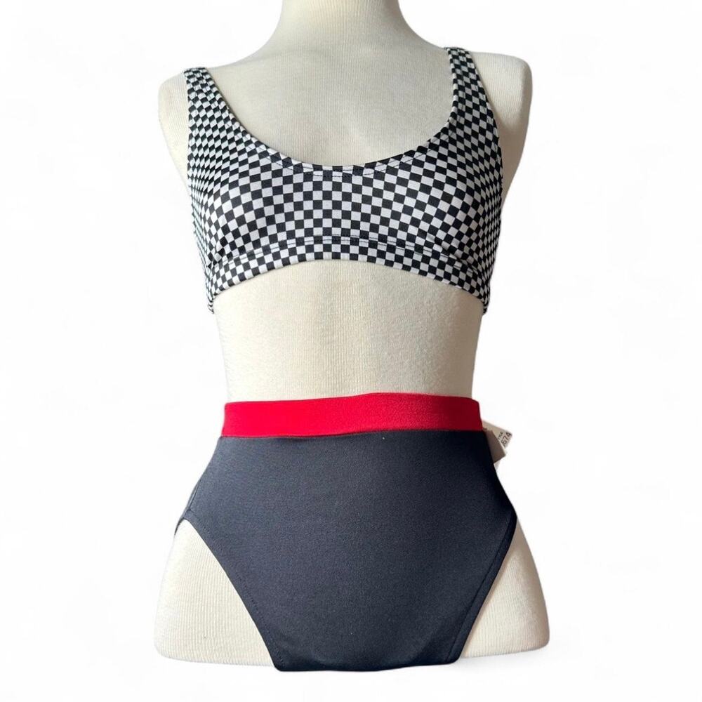 Vintage 80s/90s Bikini Swim Mixed Suit Black White Red Checkered
Womens SZ Xs/S